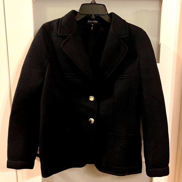𝅺escada Black Open Knit & Mesh Blazer. Sz 40. Made in Croatia. - Picture 3 of 11